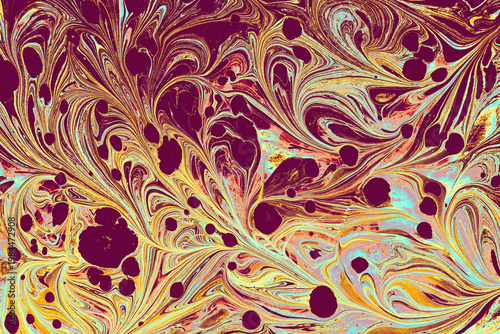 Artistic abstract Ebru marbling paint texture background