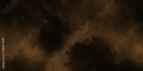 Eerie black background with billowing brown smoke on black background. old style dark brown grunge texture, brush painted . Old and grainy orange paper texture, vector,	
