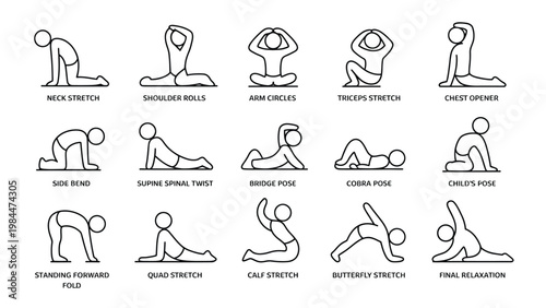 Stretching exercises illustrated guide with 15 easy routines for all ages promoting health mobility and fitness