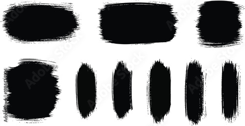 Abstract brush strokes collection a variety of black paint smudges and textures for artistic design