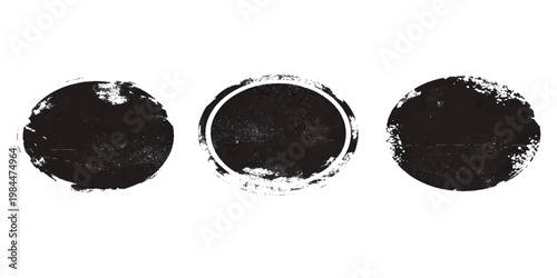 A comprehensive set of black ink splashes and vector grunge textures featuring round frames, seamless patterns, and paint elements for web banner or button design