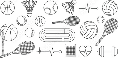 Collection of diverse musical instruments in black and white line art style