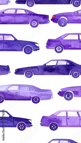 Purple Cars Pattern.