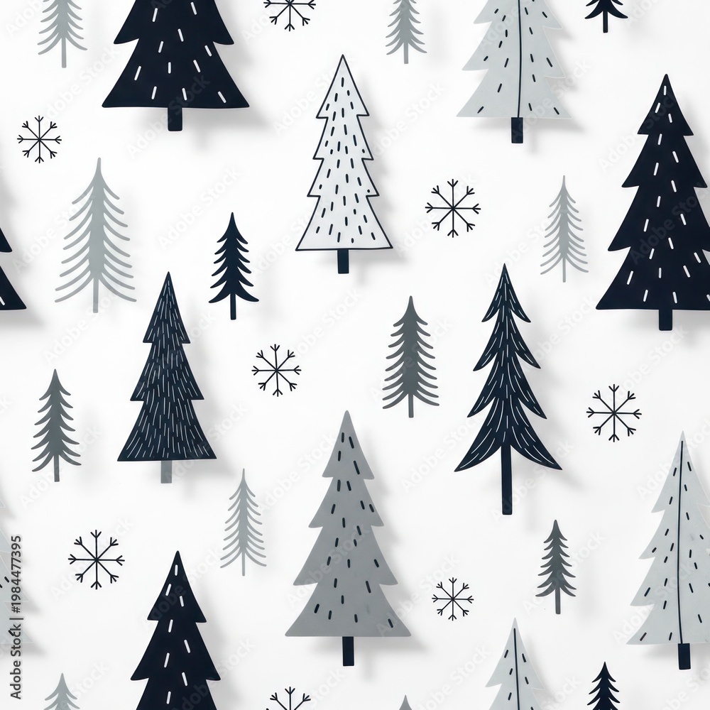 Obraz premium Festive Christmas Tree Pattern - A Whimsical Winter Wonderland Design.