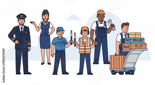 Diverse Airport and Aviation Professionals Team