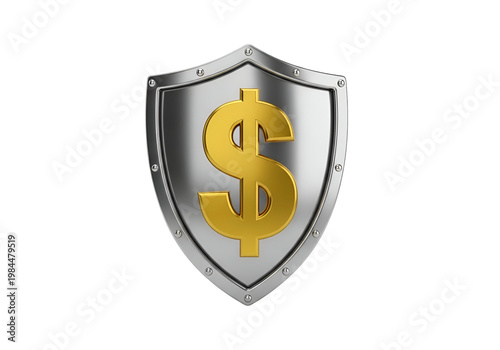 Secure Financial Shield with Golden Dollar Symbol for Business Security