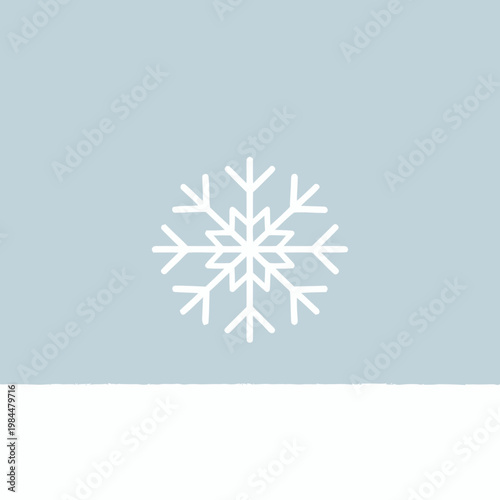 Simple elegant vector icon featuring a pristine white snowflake, perfectly capturing the essence of winter, cold temperatures, and icy conditions on a gentle light blue background