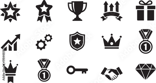 Awards and Achievement Symbols in Black Icons