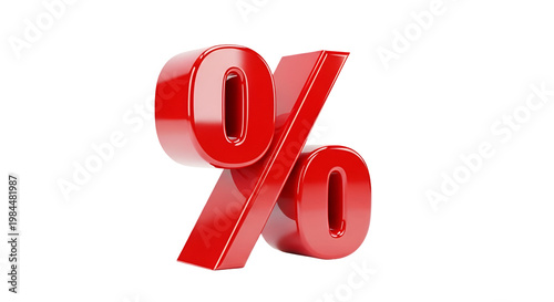 Bright Red Percentage Symbol Illustration for Business and Finance Concepts