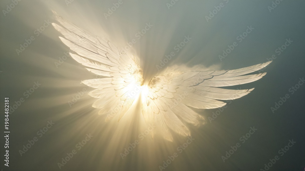 Fototapeta premium Glowing Angel Wings Light Spiritual Concept