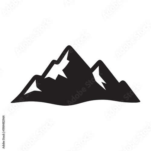 Mountain Silhouette Icon Black Peak Landscape Symbol Isolated on White Background