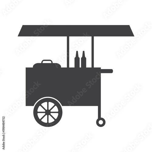 Food cart with bottles and pot