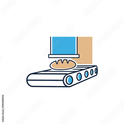 Conveyor belt with bread on it.