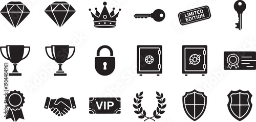 Collection of luxury and security icons symbols