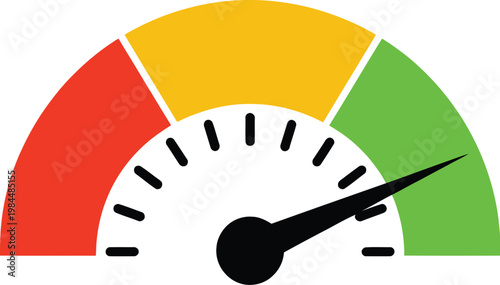 Meter gauge icon showing low normal and high level indicators with clear measurement and control display design