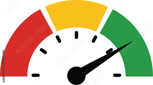 Meter gauge icon with low normal and high level indicators for speed measurement and performance monitoring display