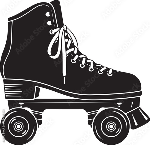 Black roller skate, vintage roller skate, roller skating shoe, wheel skate