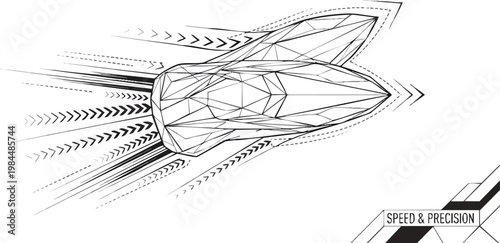 Angular Design of Speed Boat Minimalist Vector Illustration on Transparent