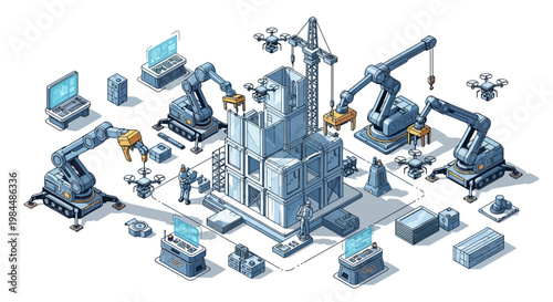 Robotic Construction Site: Future Building Automation with Drones and AI