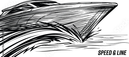 Speedboat Sailing Vector Illustration of Marine Power on Water