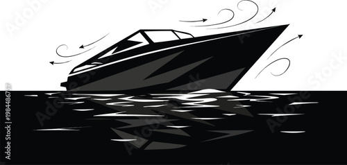 Speed Boat Glides on Water Surface Vector Illustration for Luxury Lifestyle