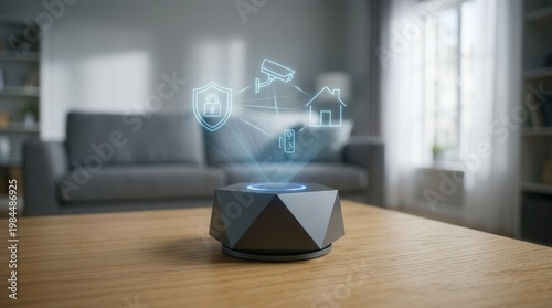 A smart home security system provides remote access protection and wireless surveillance camera monitoring.