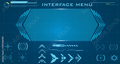 Dynamic futuristic digital interface display with abstract design elements for advanced data visualization and interactive user experience applications
