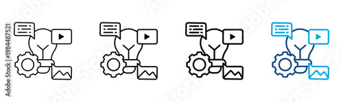 Content Management Icon Different Style Outline Collection Set Vector Illustration