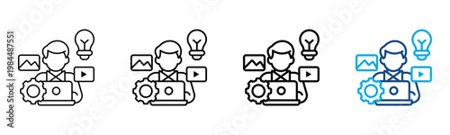 Creative Process Icon Different Style Outline Collection Set Vector Illustration