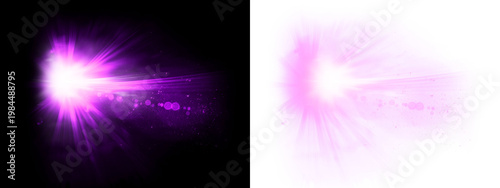 Foto Lens flare with a striking purple glow and transparent background, ideal for digital design, overlays, photography effects, and creative marketing projects