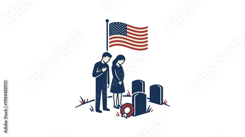 Couple Pays Respects at Military Cemetery on Memorial Day