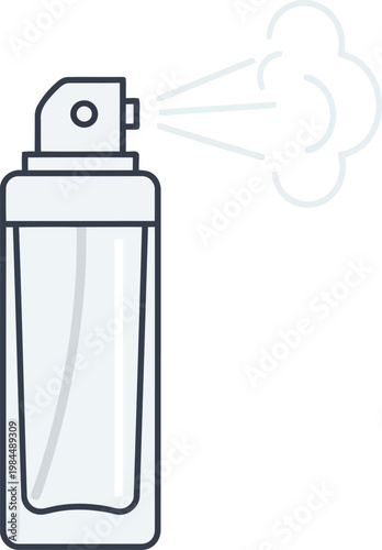 Perfume spray bottle vector illustration, fragrance glass bottle with mist icon isolated on white background for beauty and cosmetic branding