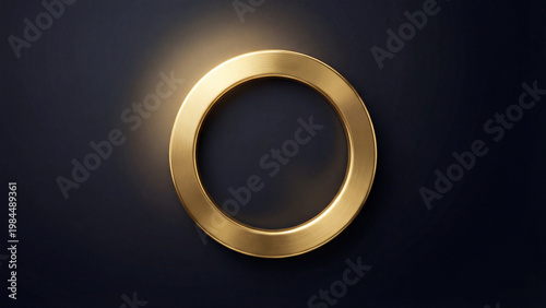 Golden circle round glowing ring on dark background with luxury light scene