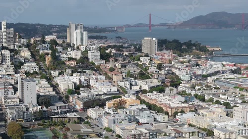 13 OCT 2025 - San Francisco, USA - A high vantage point view of the city of San Francisco - overlooking the Pacific Heights area and towards the Golden Gate Bridge
