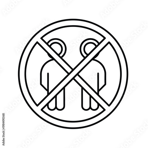 No racism man icon vector line art an white backgroun.eps