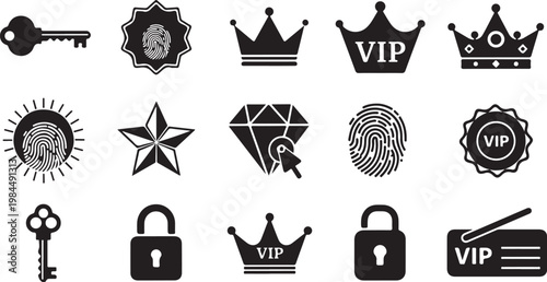 VIP access symbols and luxury icons collection