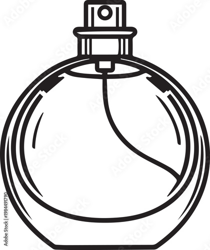 An elegant, minimalist vector illustration showcases a perfume bottle, exuding a sense of refined beauty, simplicity, and sophistication. 
