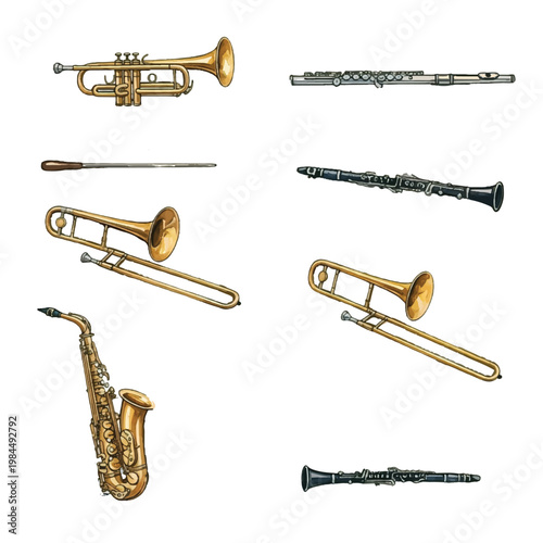 A shiny golden saxophone isolated on a clean white background representing a brass musical instrument used in jazz and orchestra music
