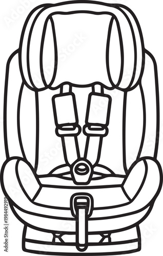 A Safety Seat: a stark black and white line art illustrates a safety seat, emphasizing security, featuring meticulous detail.