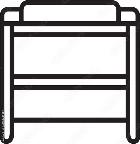 A minimalist depiction of a bunk bed, showcasing clean lines and essential form in simple outline.