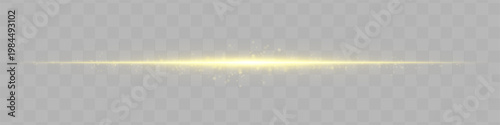Abstract horizontal glowing light line with soft particles and subtle energy trail, isolated on transparent background for visual effects and overlay design use
