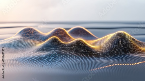 Abstract digital landscape with glowing hills