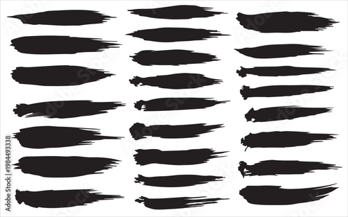 Cuadro en lienzo Brush stroke collection diverse black paint swashes and textures