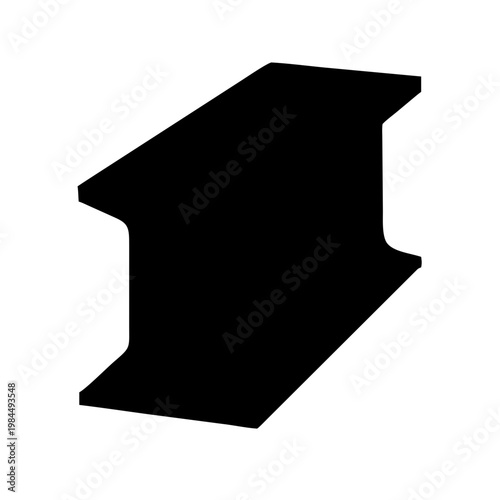 Railway Rail Track Silhouette Vector Icon – Industrial Steel Beam Section Isolated