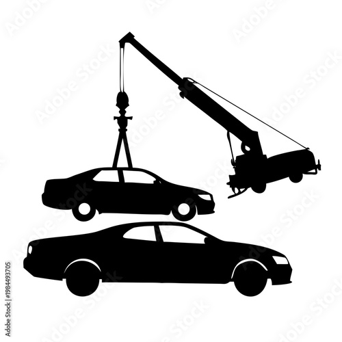 Tow Truck Assistance Service with Car Silhouette Vector Icon
