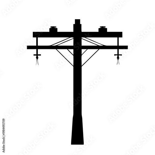 Electric Power Utility Pole Silhouette Vector Icon