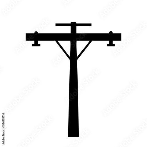 Electric Power Utility Pole Silhouette Vector Icon