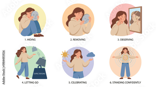 Woman practices wellness through therapy and stress coping mechanisms daily