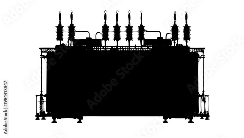 High Voltage Electrical Substation Transformer Silhouette Vector Icon