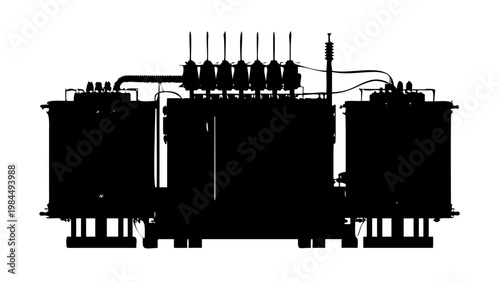 High Voltage Electrical Substation Transformer Silhouette Vector Icon